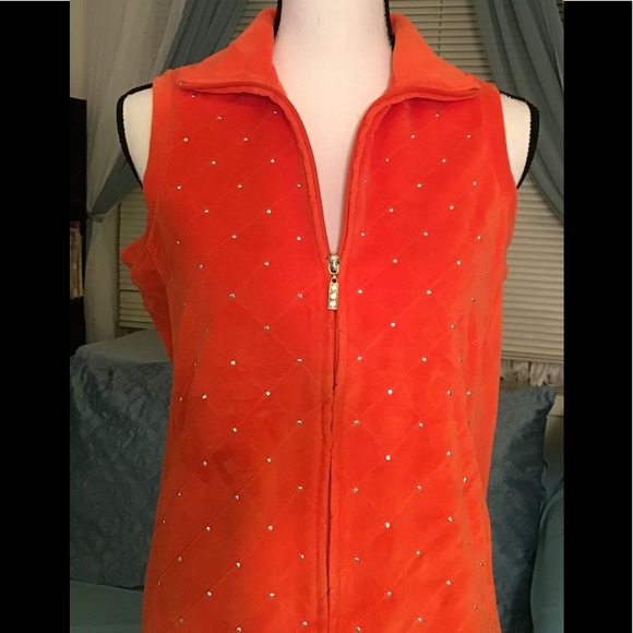 Quacker Factory bright & shiny orange vest - Picture 2 of 6